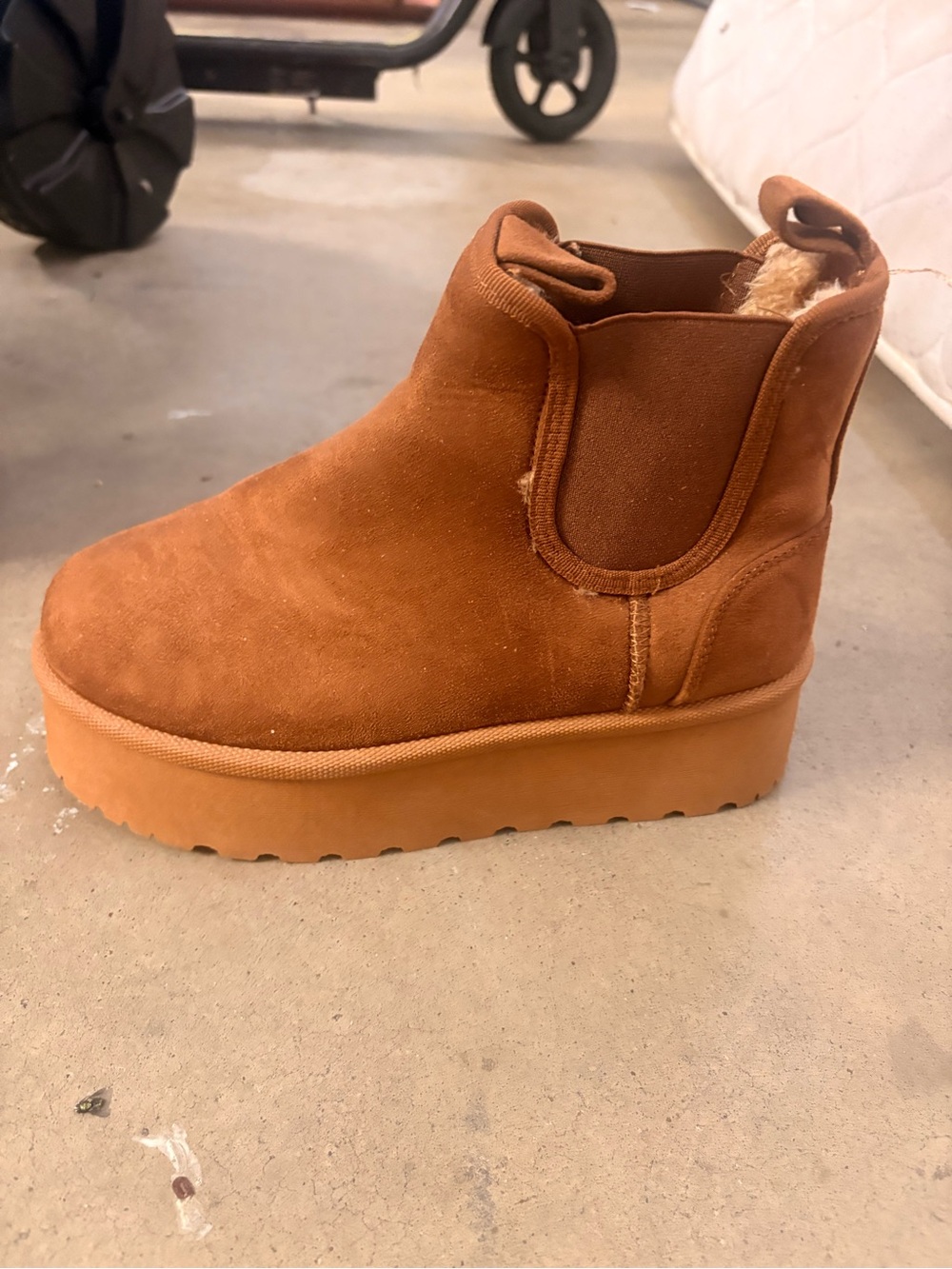 Suede Platform Chelsea Ankle Boots — Chestnut Brown